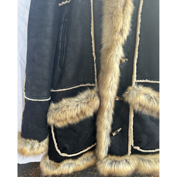 JORDAN CRAIG 4XL Shearling Faux Fur Suede Coat Jacket Brown Soft Oversize Retro - Picture 4 of 16